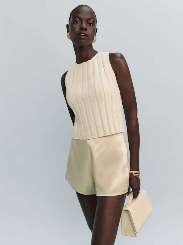 Callie Cotton Ribbed Sweater Tank - Gossamer